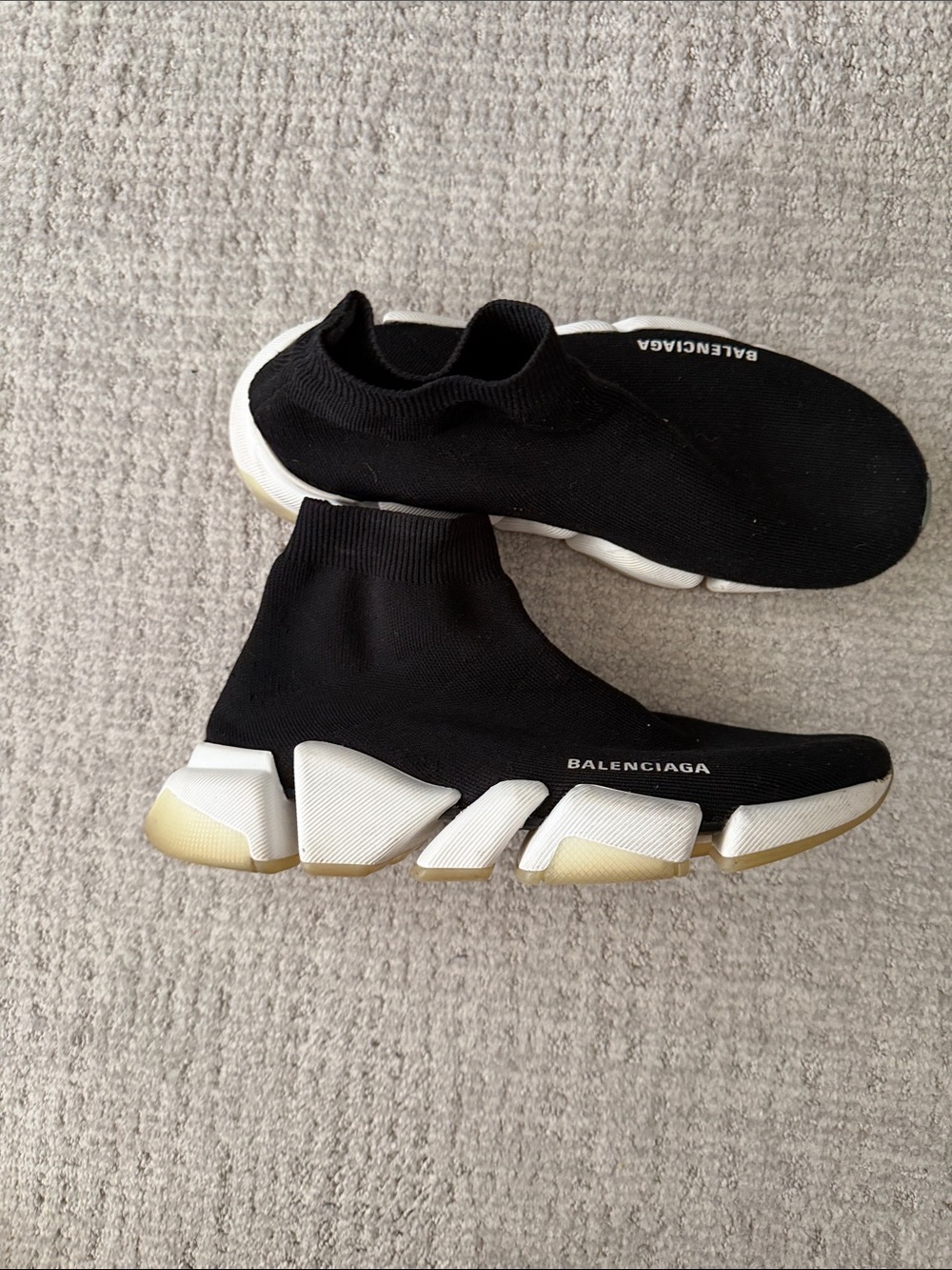 Balenciaga Black Sock Runner with White & Cream Sole